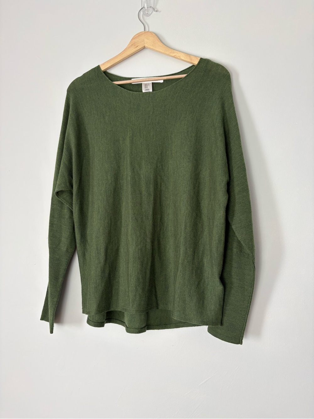 Max Studio 100% Extra Fine Merino Wool Oversized Sweater Green NWT